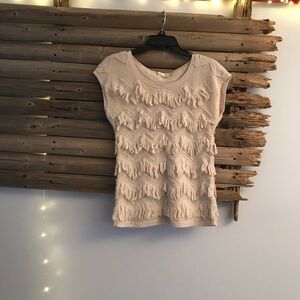 Anthropologie yellow bird fringe sweater vest M